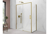 Mampara de Ducha - TWENTY - ORO - 1 FIJO + 1 PUERTA + LATERAL FIJO - BañoClick